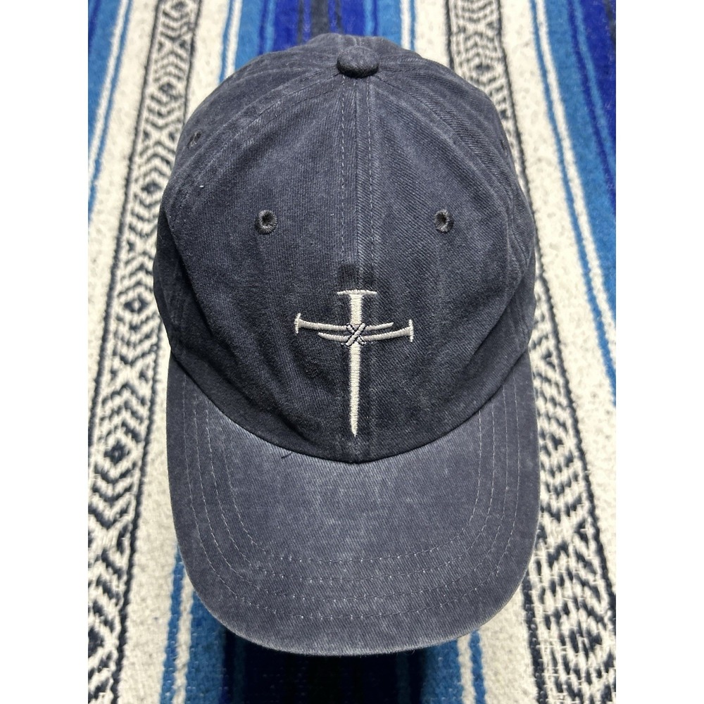 Three Nails Cross Hat Jesus Redeemed Washed Unstructured Adjustable Gray OSFA